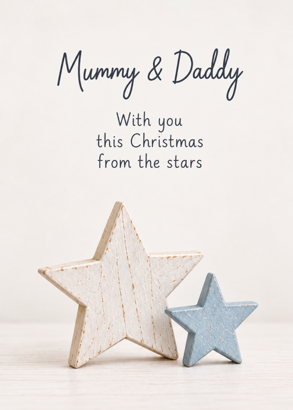 Christmas Card for Mummy & Daddy – Two Wooden Stars