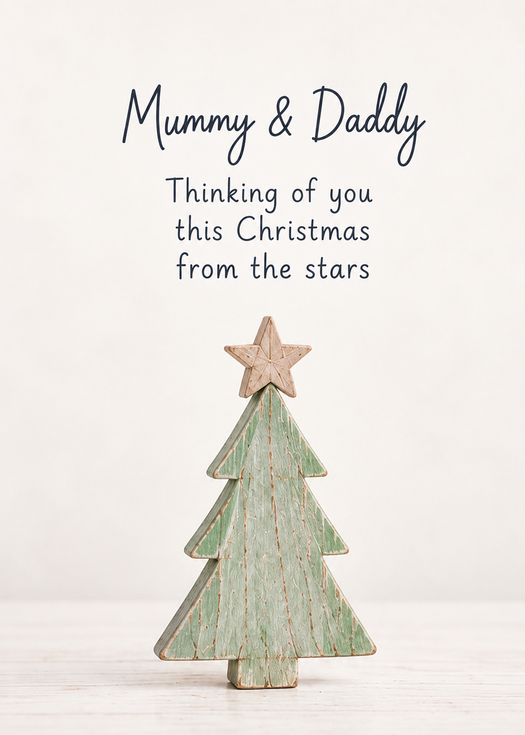 Christmas Card for Mummy & Daddy – Green Wooden Christmas Tree