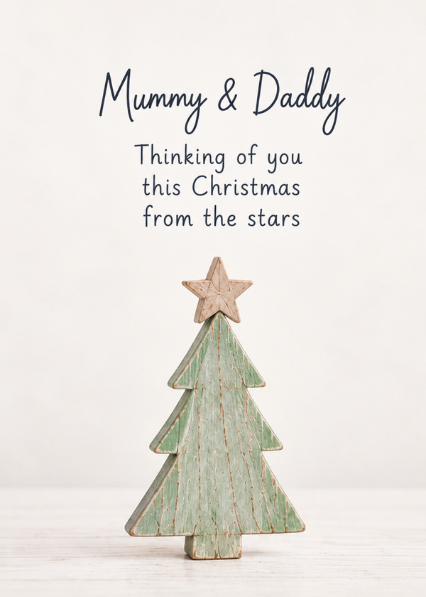 Christmas Card for Mummy & Daddy – Green Wooden Christmas Tree
