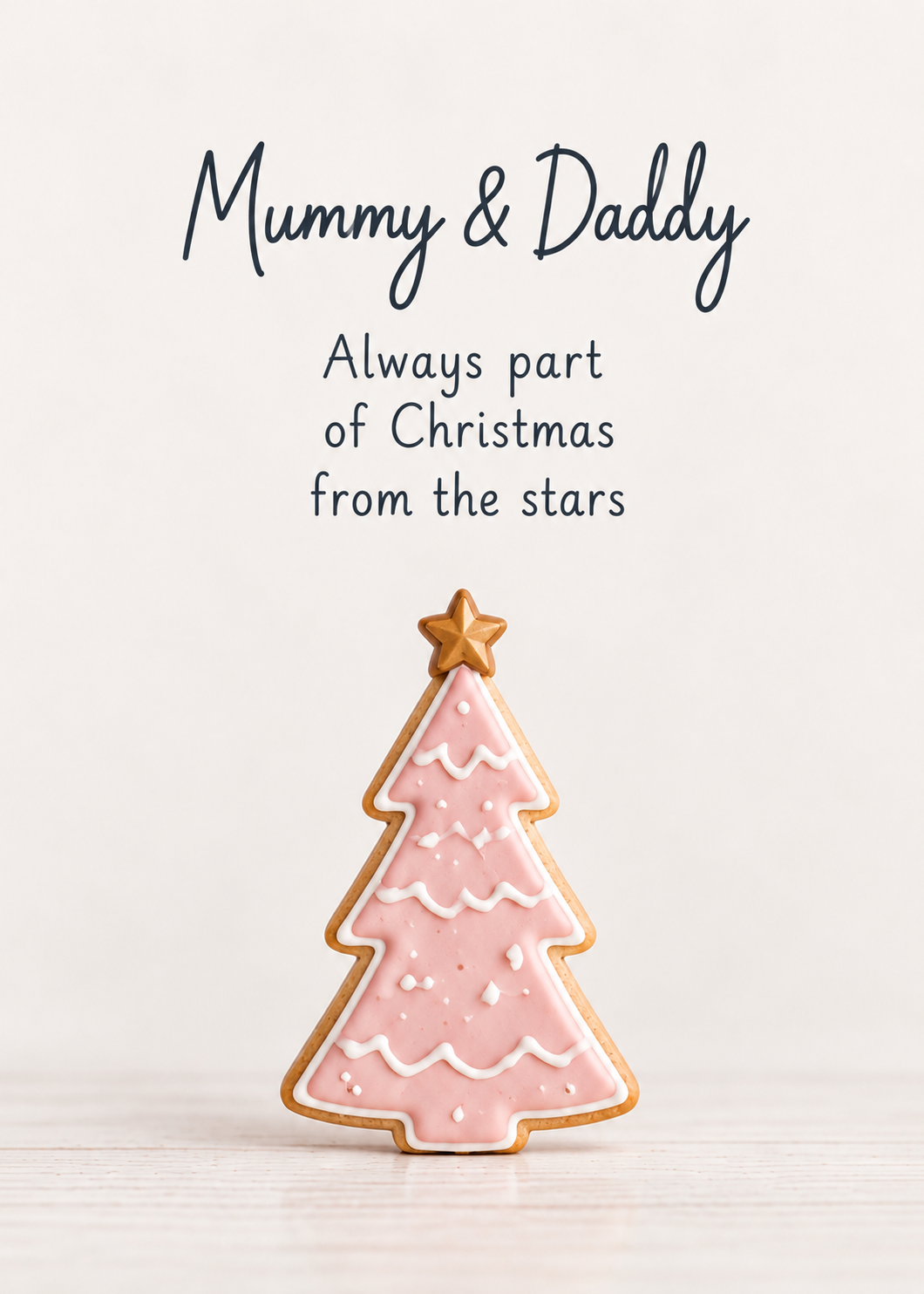 Christmas Card for Mummy & Daddy – Pink Christmas Tree Biscuit