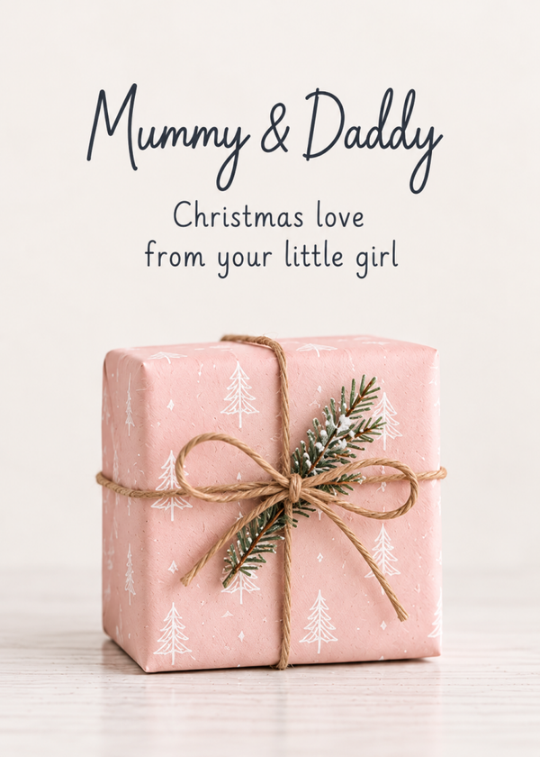 Christmas Card for Mummy & Daddy – Pink Christmas Gift