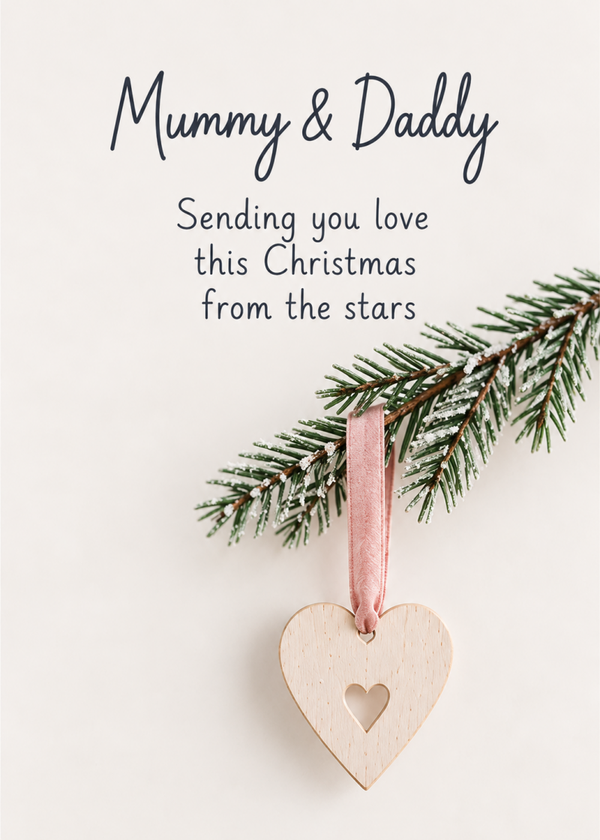 Christmas Card for Mummy & Daddy – Hanging Wooden Heart