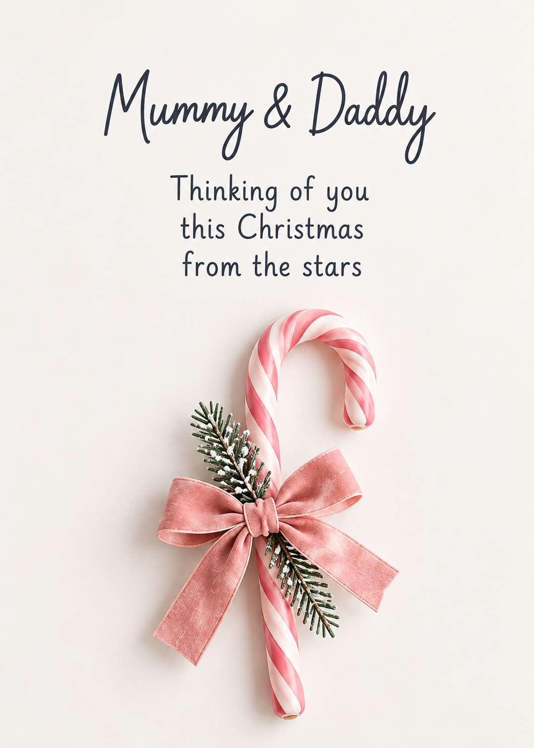 Christmas Card for Mummy & Daddy – Candy Cane and Pink Bow
