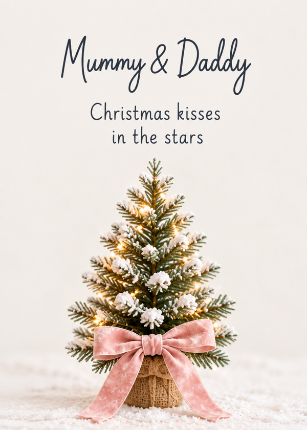Christmas Card for Mummy & Daddy – Pink Mini Christmas Tree