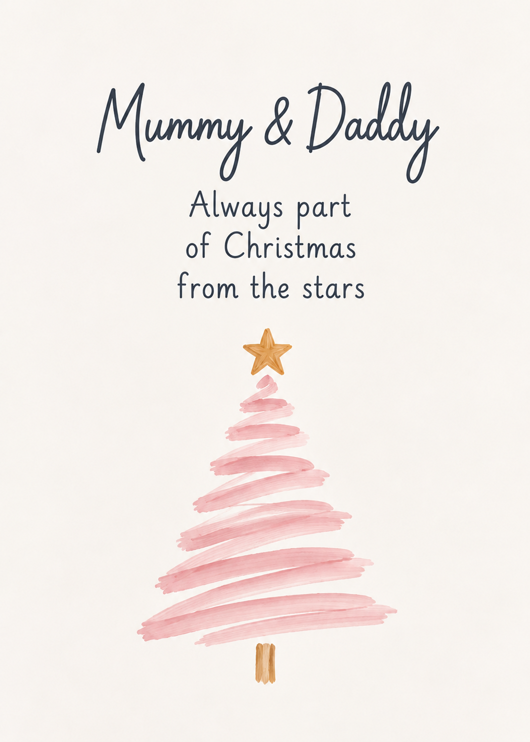 Christmas Card for Mummy & Daddy – Pink Ribbon Christmas Tree