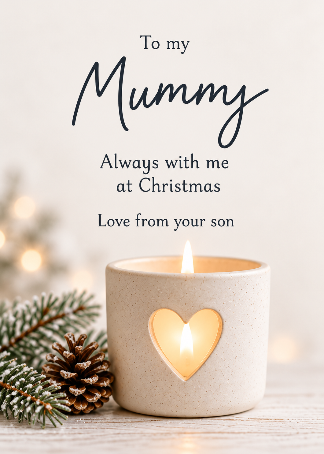 Christmas Card From Son to Mum in Heaven – Heart Candle
