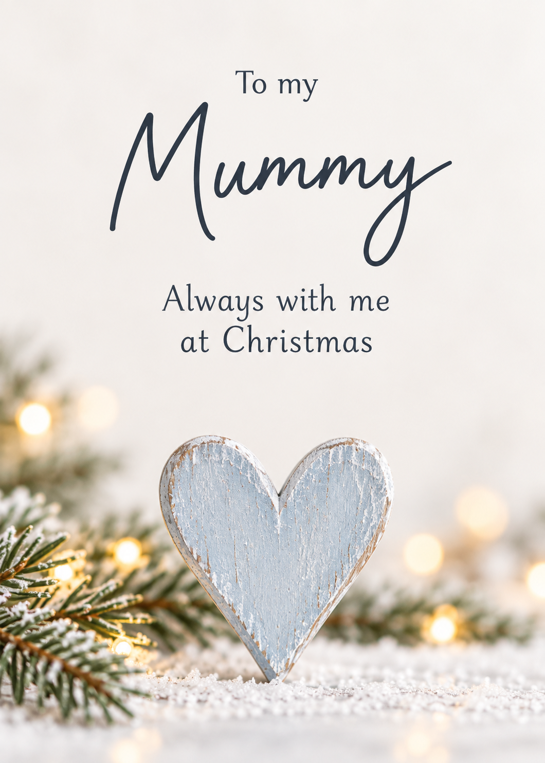 Christmas Card From Son to Mum in Heaven – Grey Wooden Heart