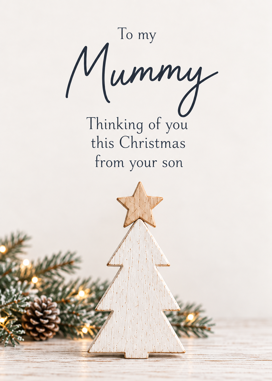 Christmas Card From Son to Mum in Heaven – Wooden Christmas Tree