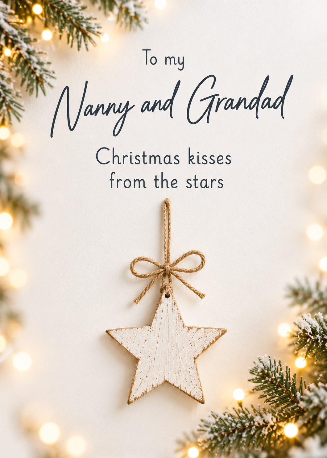 Christmas Card for Nanny & Grandad – Hanging Wooden Star