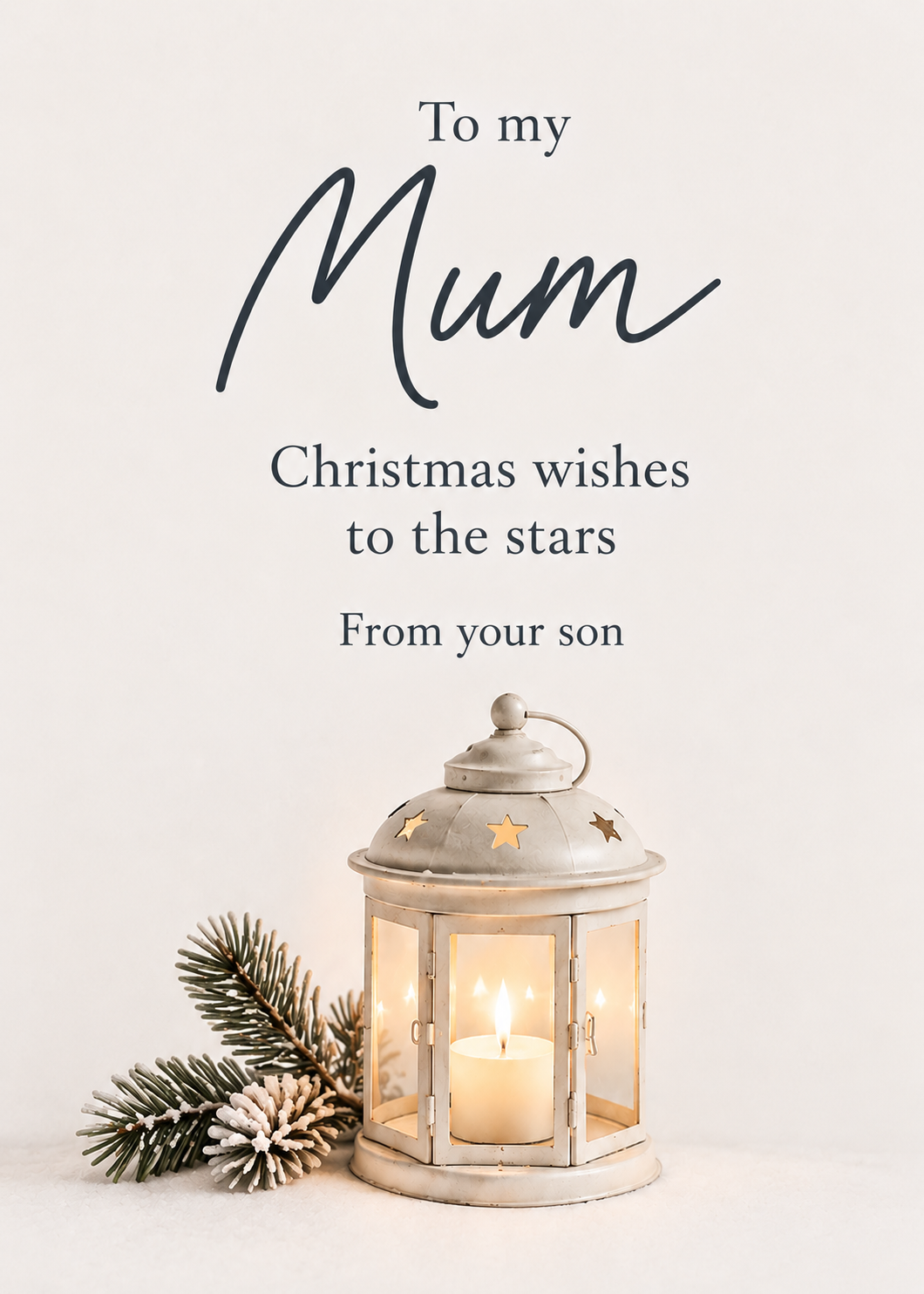 Christmas Card From Son to Mum in Heaven – Candle Lantern
