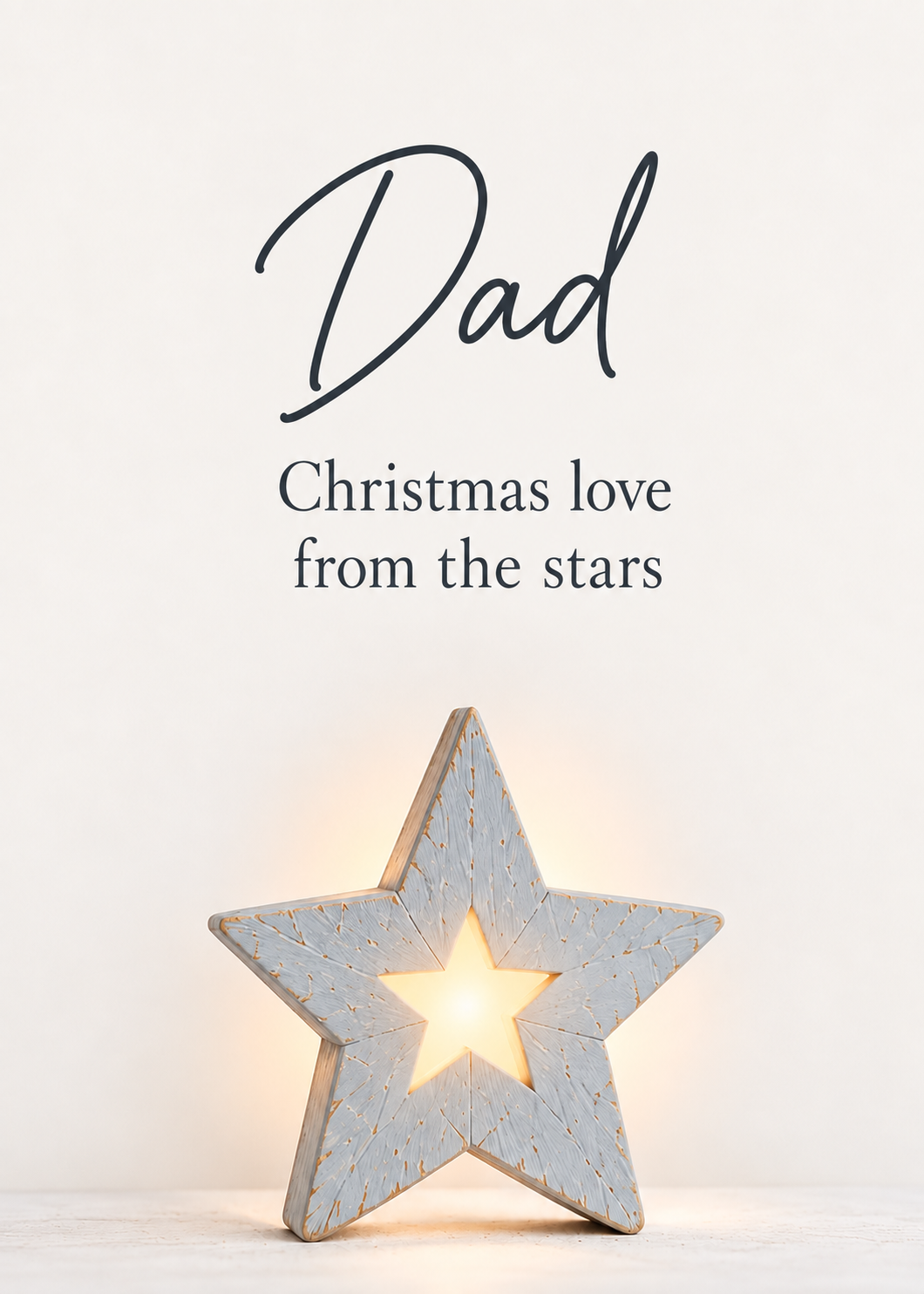 Christmas Card From Dad to a Child in Heaven – Blue Wooden Star