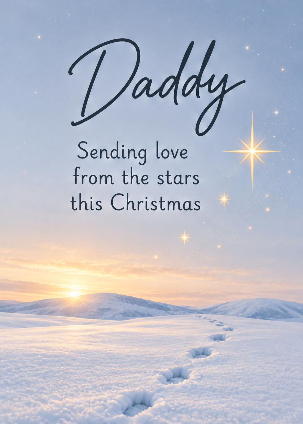 Christmas Card From Dad to a Child in Heaven – Footprints Across the Snow