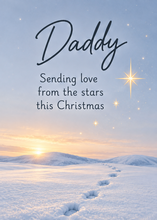 Christmas Card From Dad to a Child in Heaven – Footprints Across the Snow