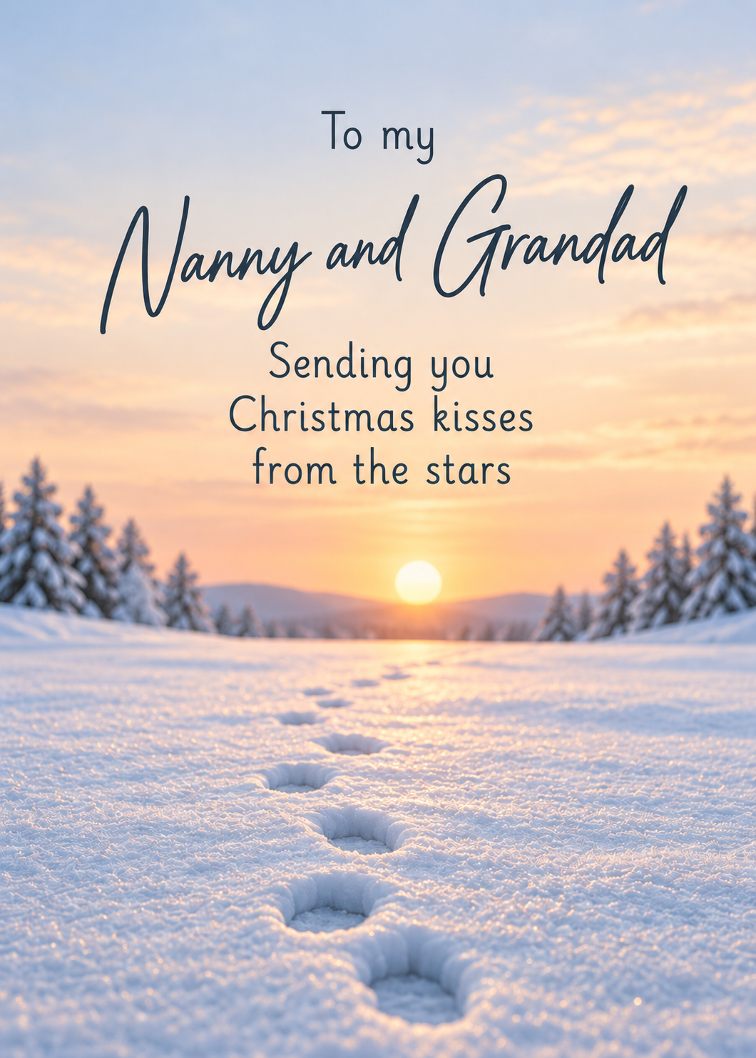 Christmas Card for Nanny & Grandad – Footprints in the Snow