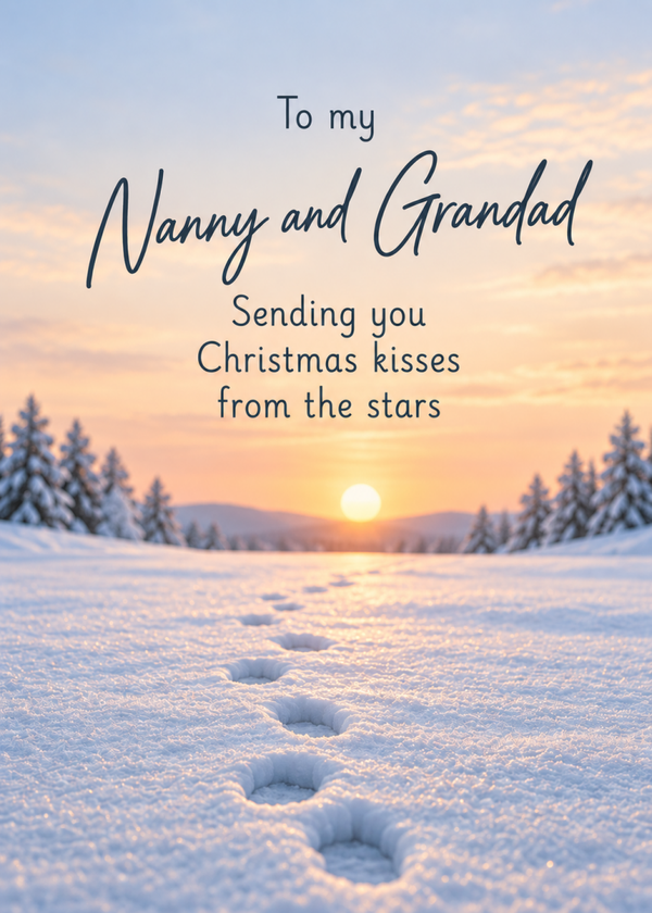 Christmas Card for Nanny & Grandad – Footprints in the Snow