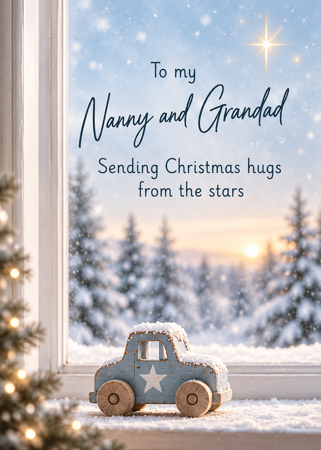 Christmas Card for Nanny & Grandad – Christmas Hugs at the Window