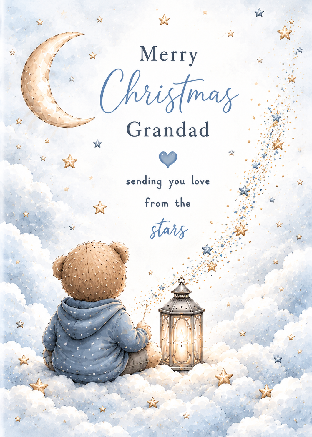 Merry Christmas Grandad – Teddy Beneath the Moon Card