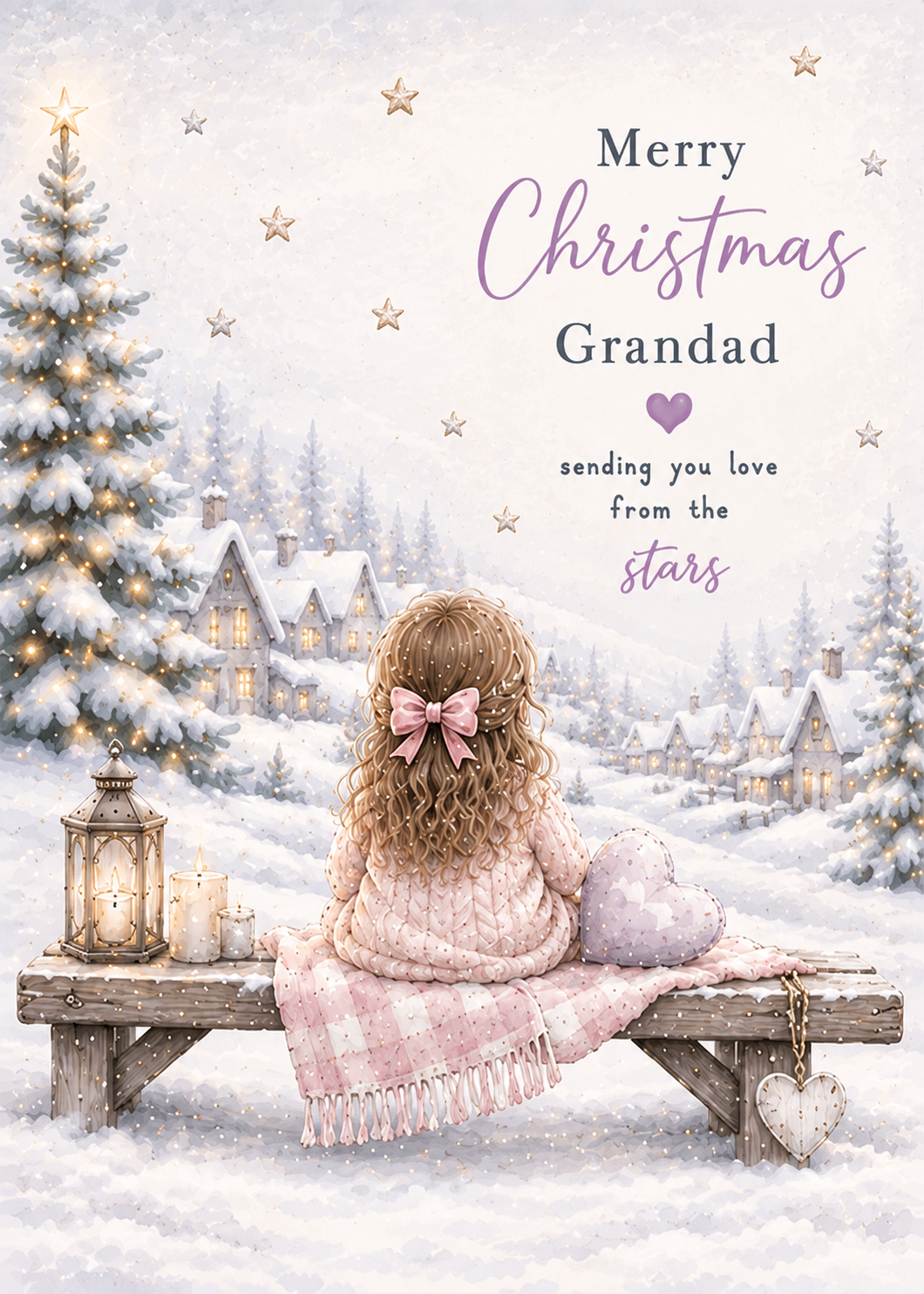 Merry Christmas Grandad – Girl on a Snowy Bench Card