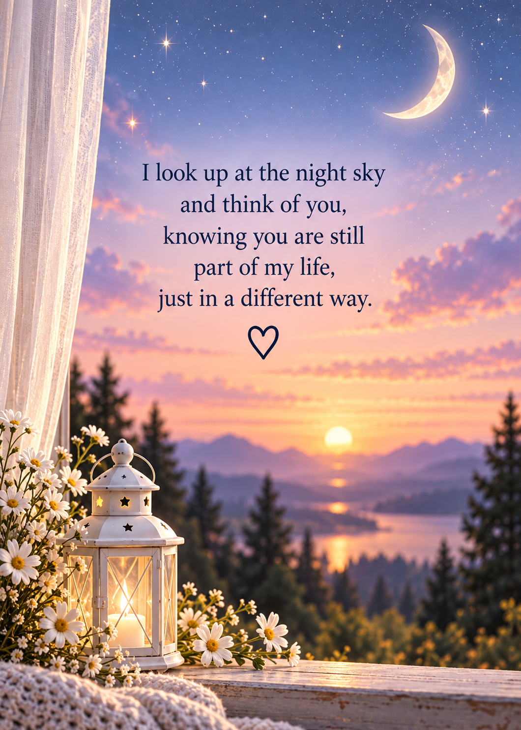 Sympathy Card for Mum – Night Sky and Lantern