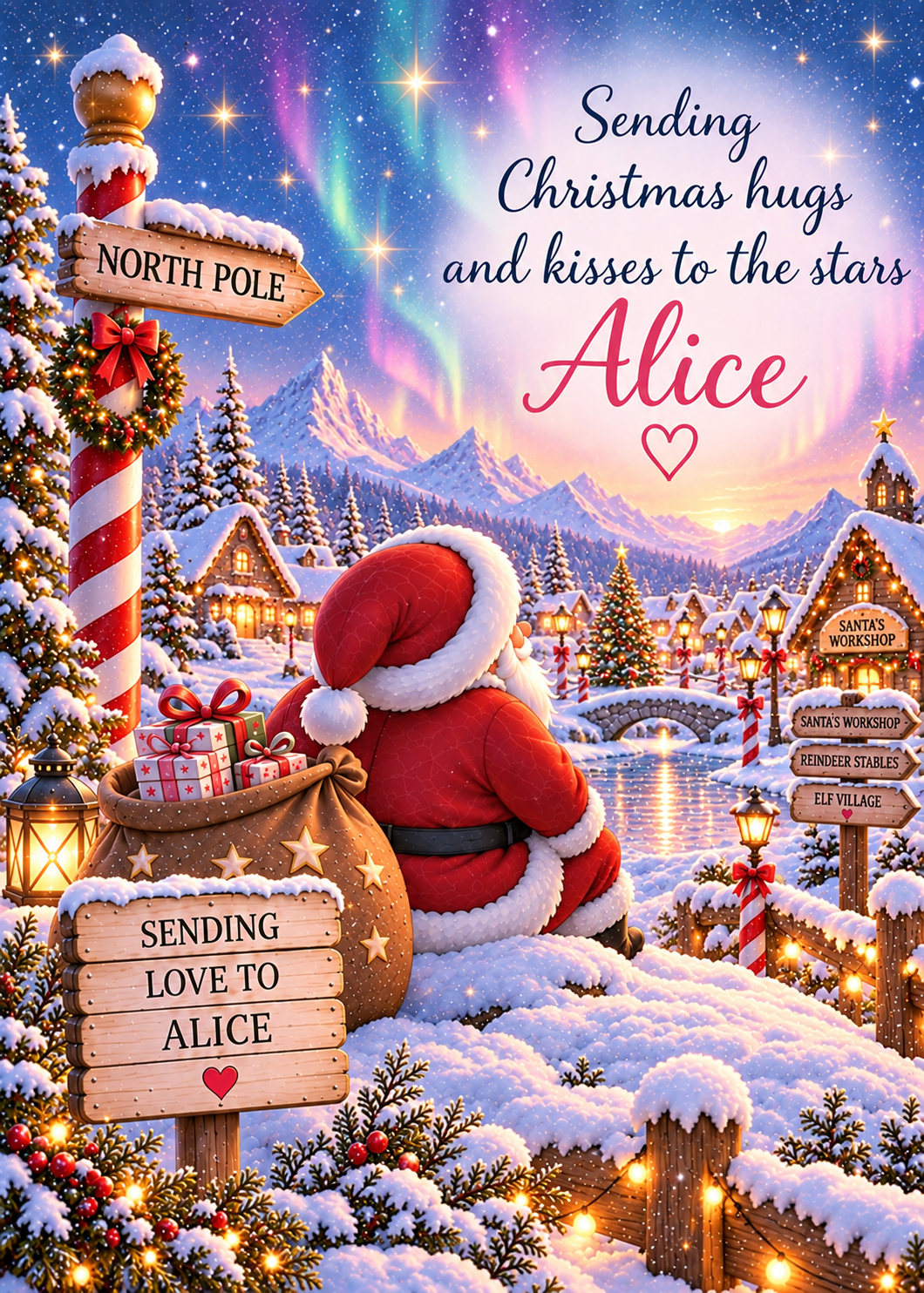 Personalised Daughter Christmas Card – North Pole Wishes