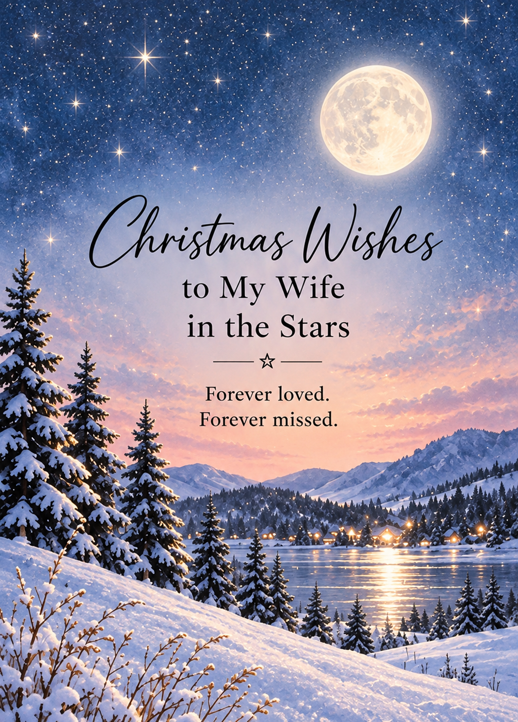 Christmas Card for Wife in Heaven – Moonlit Lake