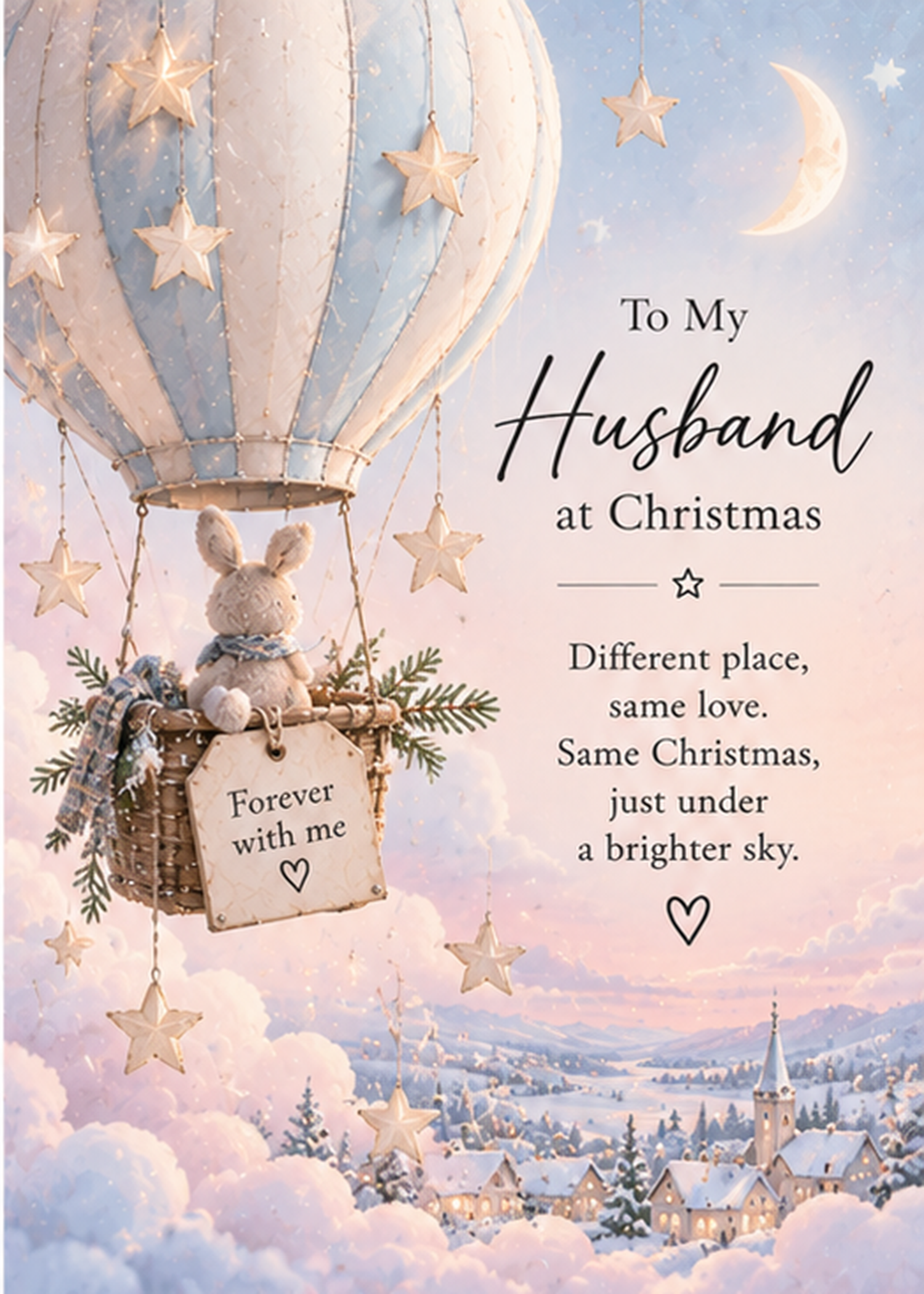 Christmas Card for Husband in Heaven – Balloon in the Stars