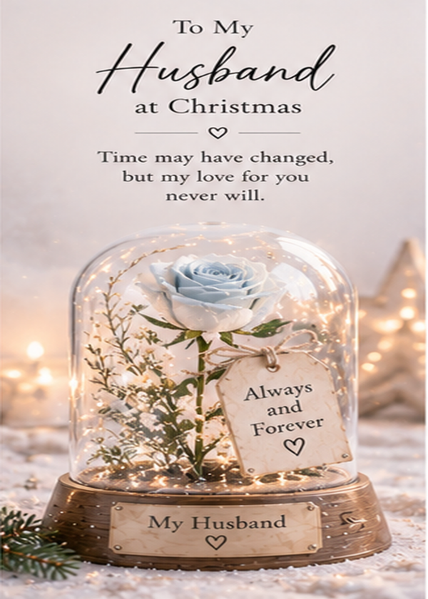 Christmas Card for Husband in Heaven – Rose Under Glass