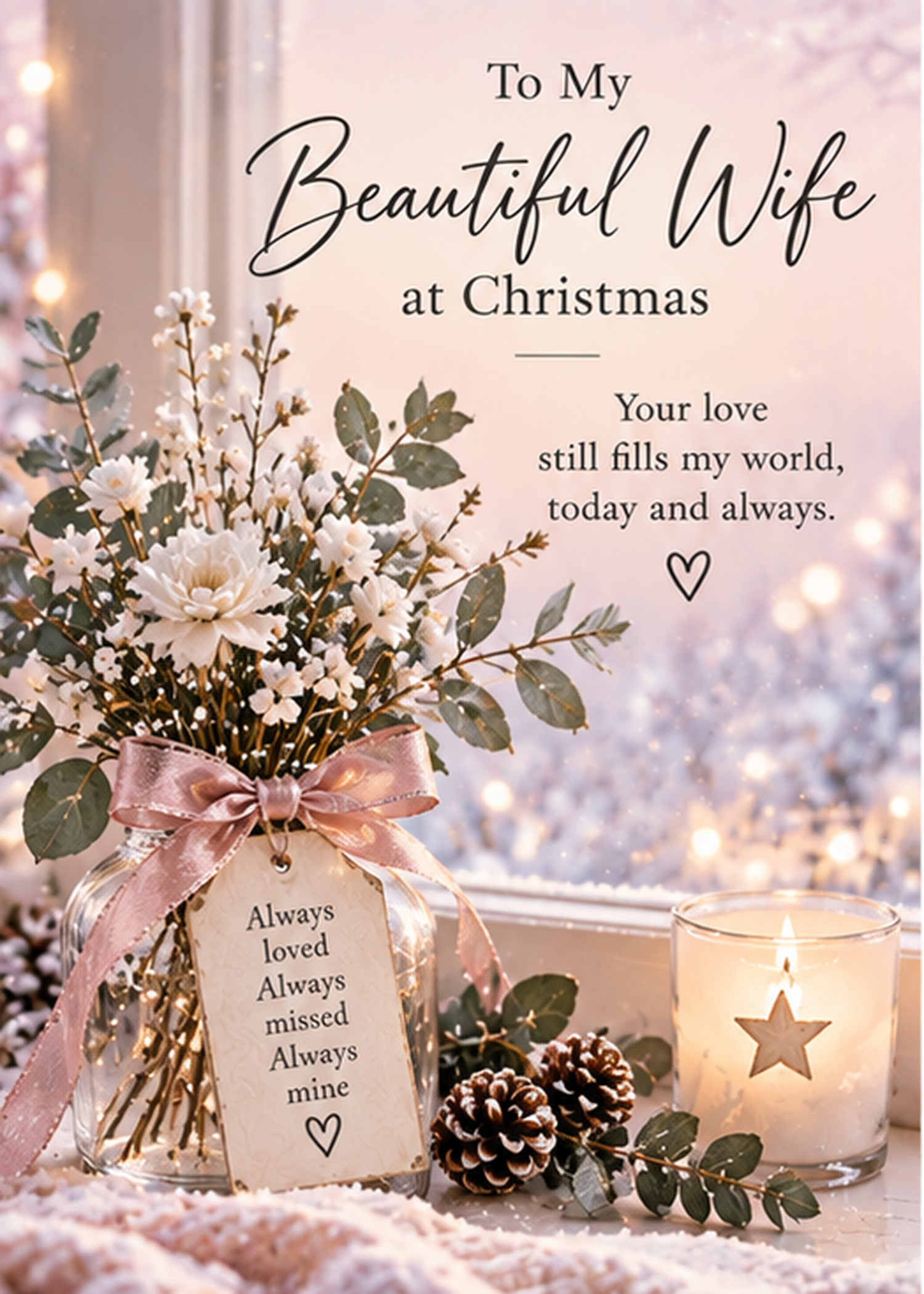 Christmas Card for Wife in Heaven – Floral Tribute