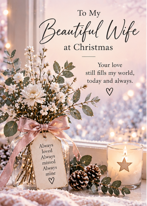 Christmas Card for Wife in Heaven – Floral Tribute