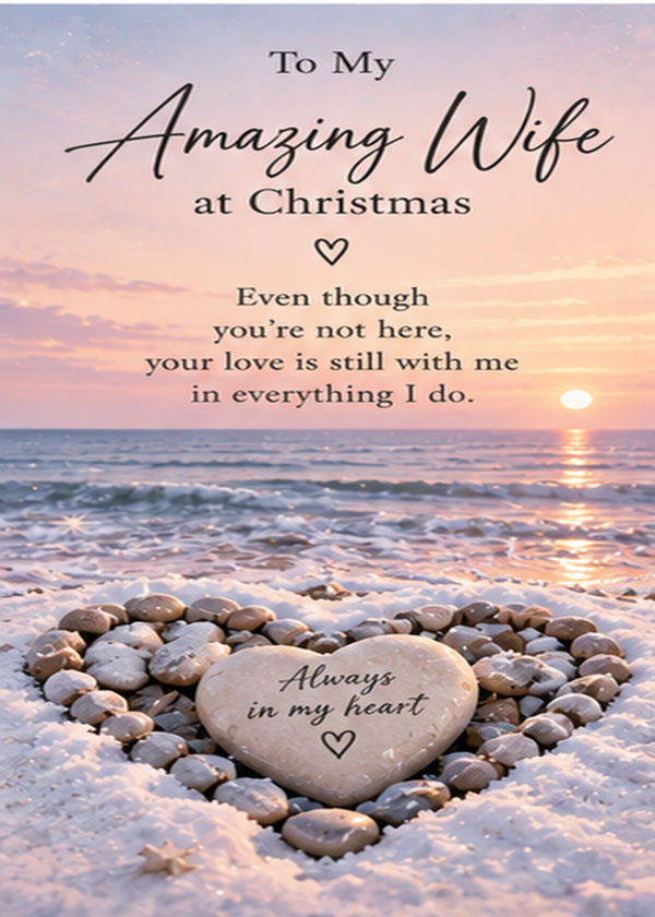 Christmas Card for Wife in Heaven – Pebble Heart