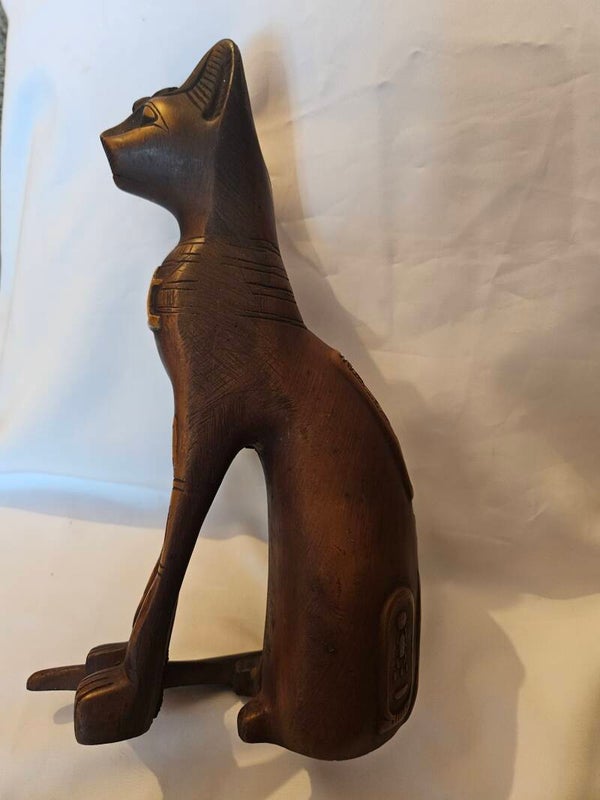 Beauiful Wood hand carved Bastet figure