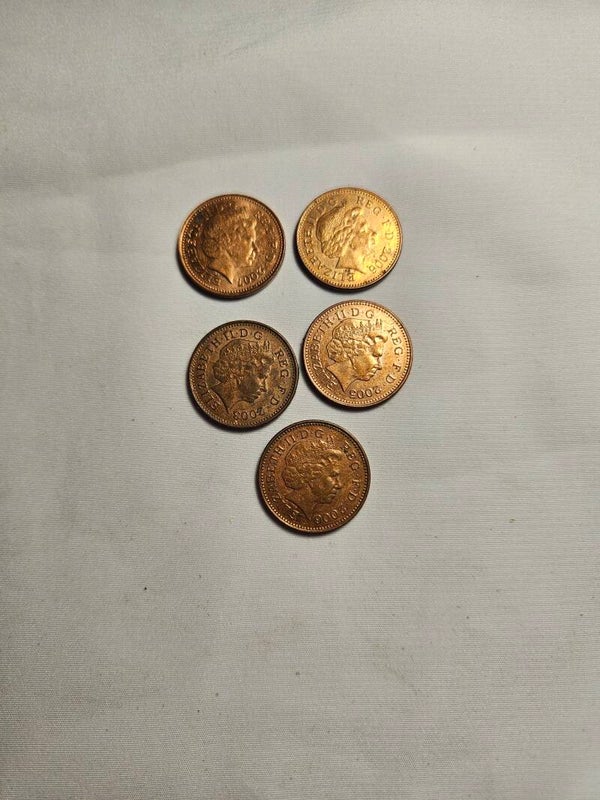 1p coin rare x 5 coins