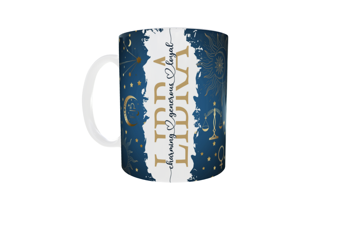 Blue and Gold Zodiac Star Signs Mug