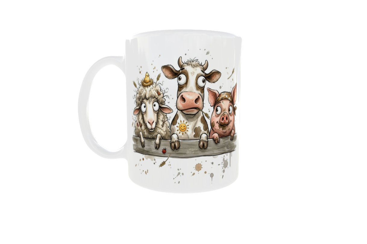 Funny Farm Animals - White Mug