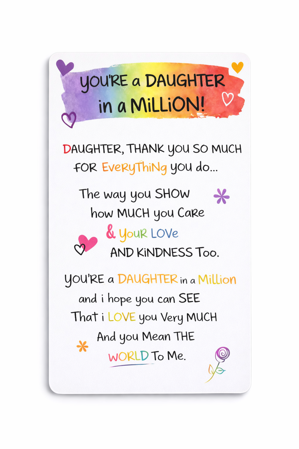 Daughter 'You're an Daughter in a million' Wallet Card