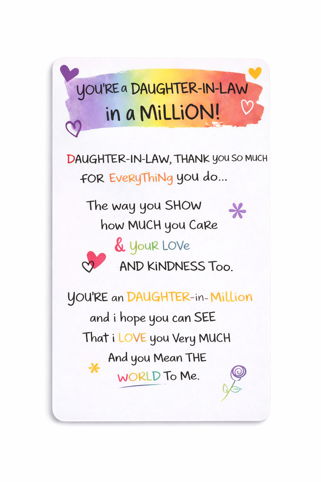 Daughter In Law 'You're an Daughter In Law in a million' Wallet Card