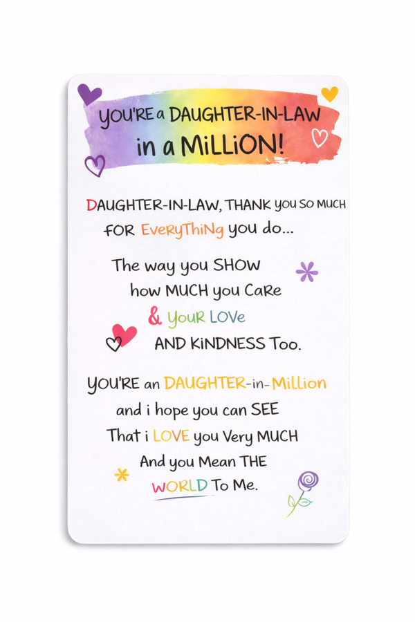 Daughter In Law 'You're an Daughter In Law in a million' Wallet Card
