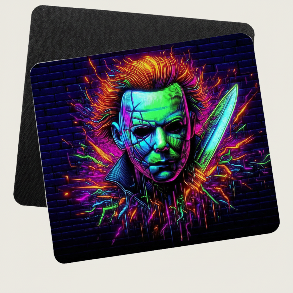 Neon Horror themed Mouse Pad/Mat