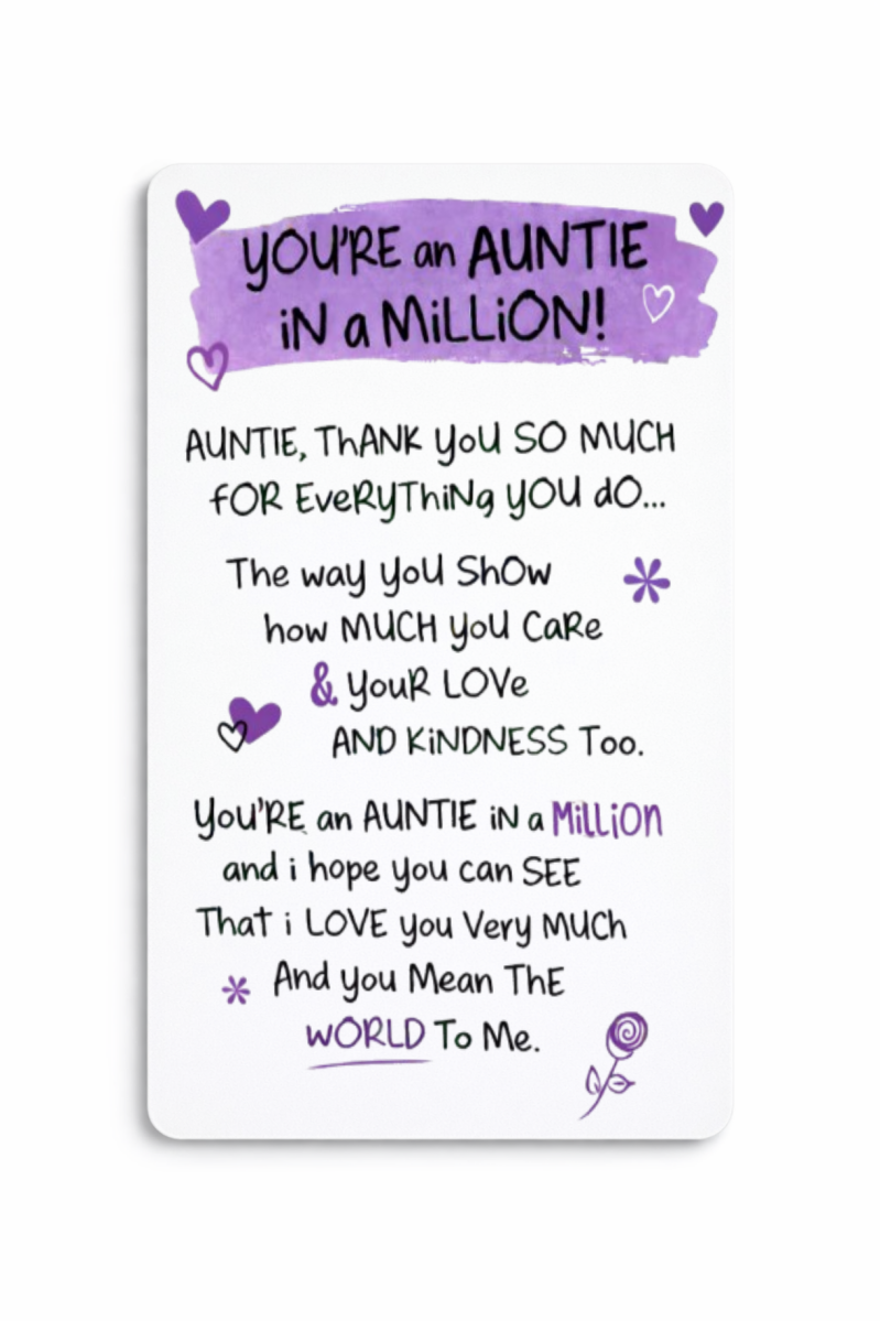 Auntie 'You're an Auntie in a million' Wallet Card 