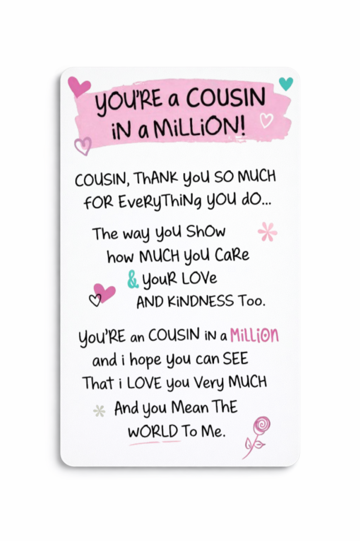 Cousin 'You're an Cousin in a million' Wallet Card