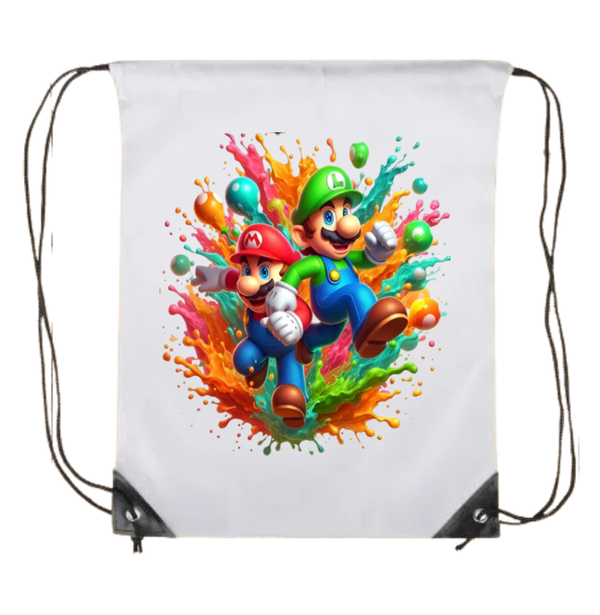 Watercolour Splash Super Mario Bros Drawstring Bag