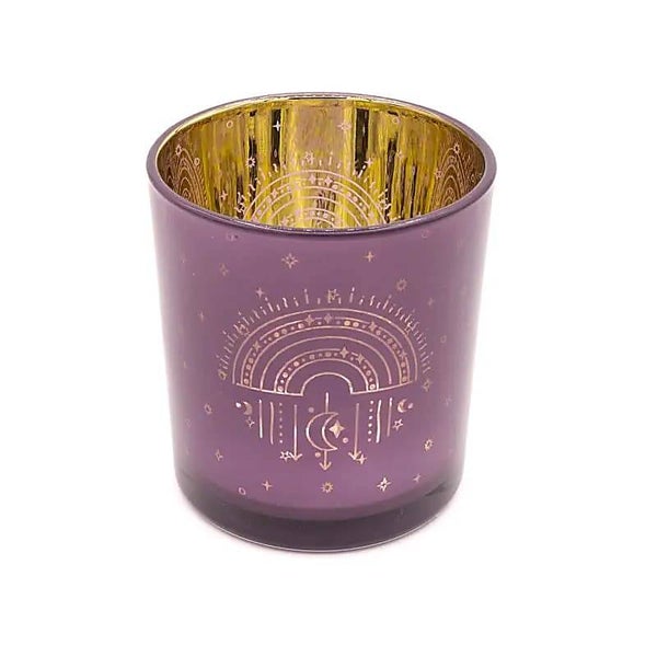 Sfeerlicht Glas Metallic Lila met Regenboog, Maan & Sterren