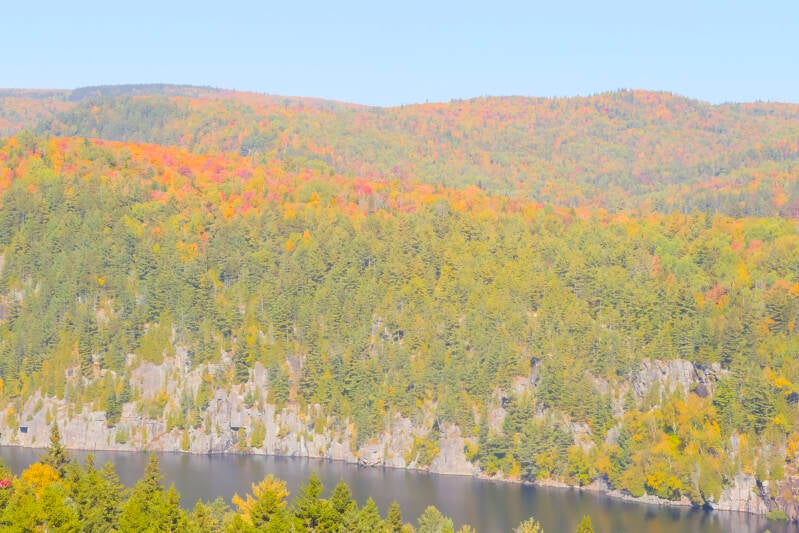 Vue des couleurs d'automne dans la région de la Mauricie au Québec. View of the landscape with fall foliage in the Mauricie region of Quebec, Canada