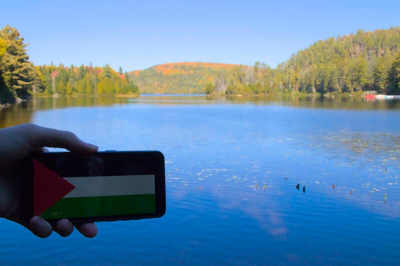 Photo of a Palestinian flag in the Mauricie region of Quebec, Canada