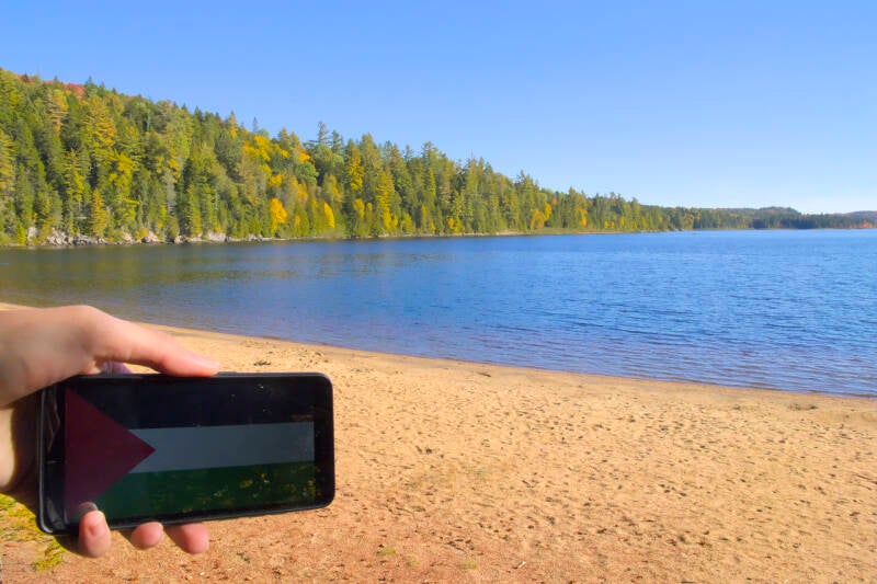 View of a Palestinian flag in the Mauricie region of Quebec, Canada