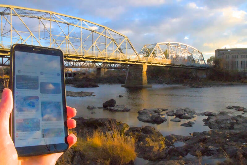 Photo of the news coverage of typhoon Uwan (Fung-wong) on November 8th, 2025 in Quebec, Canada. The island of Luzon in the Philippines was forecast to be affected by the storm.