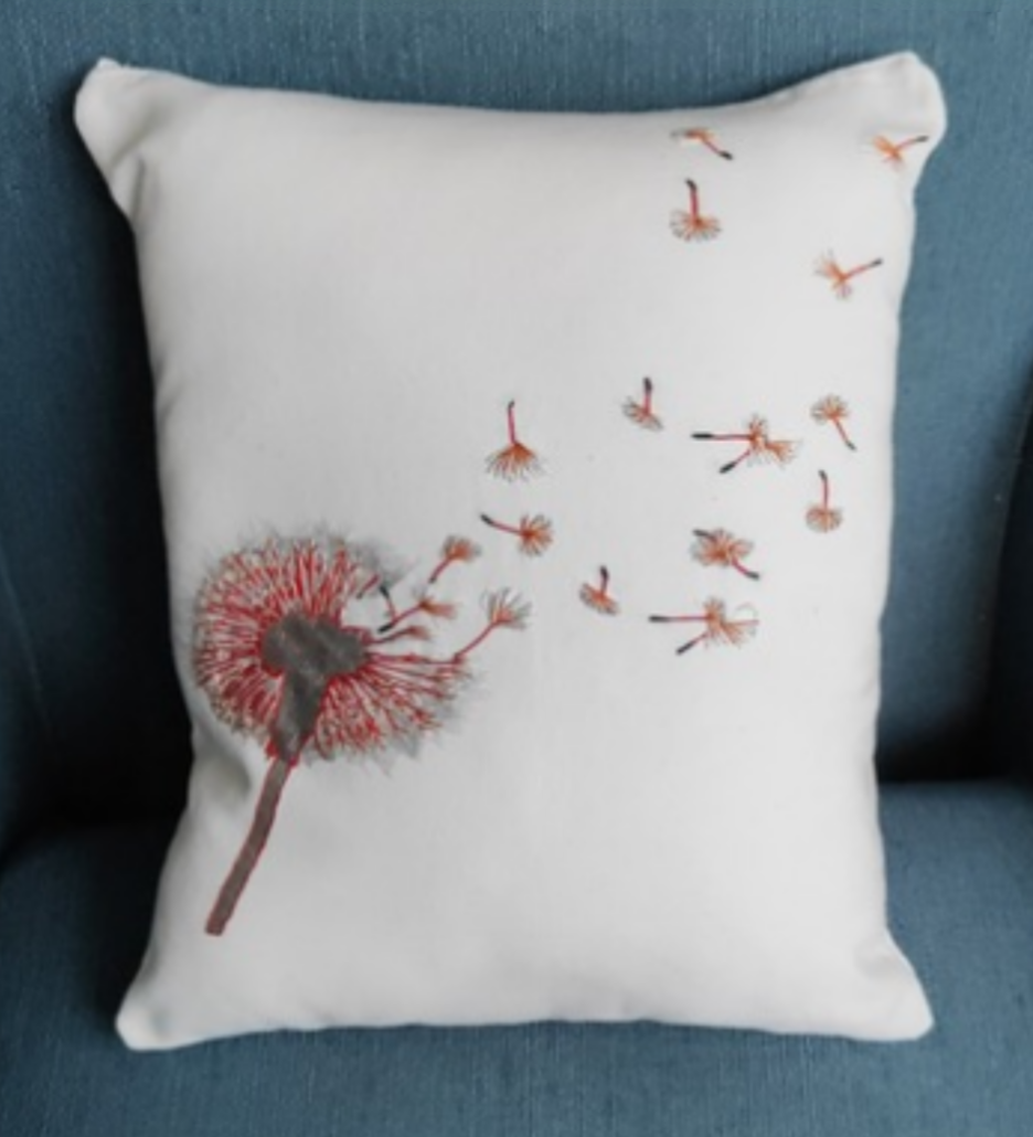 Red Dandelion Clock Cushion Cover