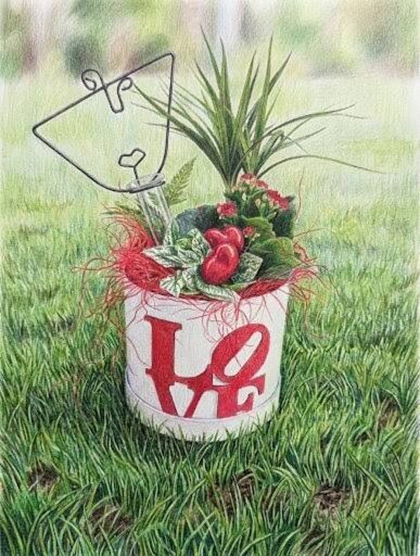 Élégance Artistique "LOVE" – Composition Dracaena et Kalanchoé