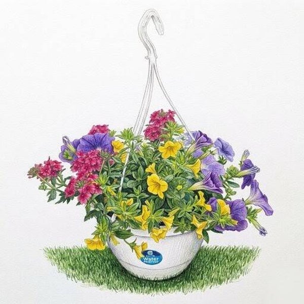 Suspension "Éclat d'Été" – Trio de Fleurs Colorées avec Réservoir Intégré