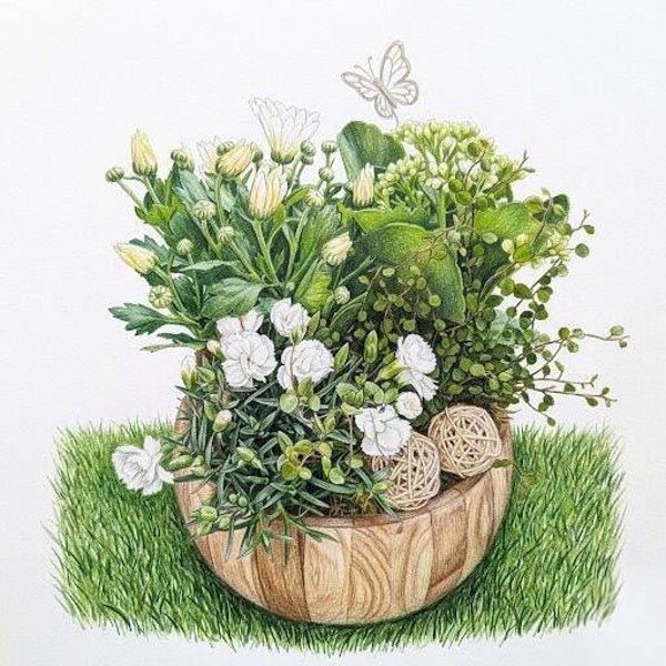 Douceur Boréale – Composition de Fleurs Blanches en Bol de Chêne